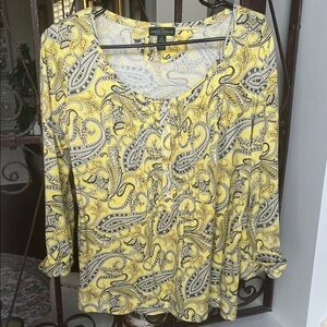 Ralph Lauren Yellow and Black Paisley Blouse